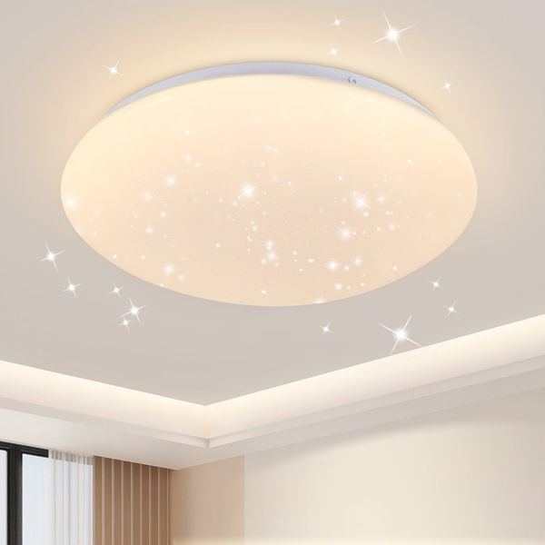 ZMH LED Deckenleuchte Sternenhimmel Weiß Schlafzimmer Deckenlampe 12W Runde Deckenbeleuchtung