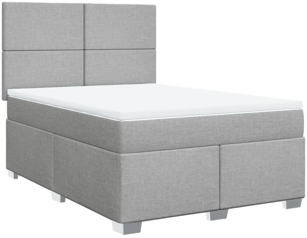 vidaXL Boxspringbett mit Matratze Hellgrau 160x200 cm Stoff 3290532