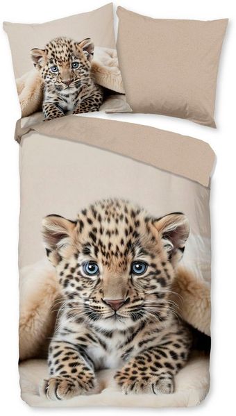 good morning Kinderbettwäsche Simo, Renforcé, 2 teilig, Baumwolle, Renforcé, Wendeoptik, Kind, Tiger, Welpe