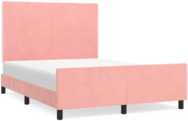 Bettgestell mit Kopfteil Samt Rosa 140x200 cm, Härtegrad: H2 [3125640]