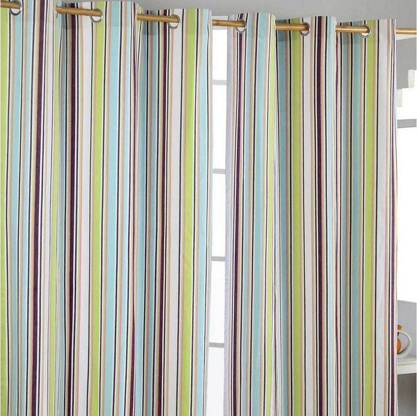 Homescapes Gardine Gardinen mit Ösen Osaka Streifen 2er Set 100% Baumwolle, 182x137 cm