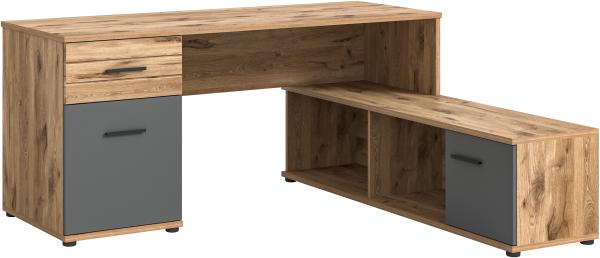 Winkelschreibtisch Mason - Nox Oak / Basalt Grau