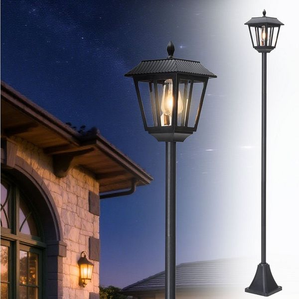 Casativo LED Außen-Stehlampe Solar-LED-Gartenlaterne mit Dämmerungssensor Wetterfest IP44, 6 SMD-LEDs, fest verbaut, Tageslichtweiss, bis zu 8 Std. Leuchtdauer/Solarbetrieb/B18 × H160 × L18 cm