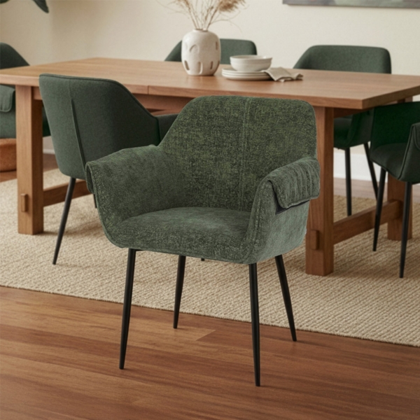 HOME DELUXE Esszimmerstuhl chenille CHENO - 5er Set Grün