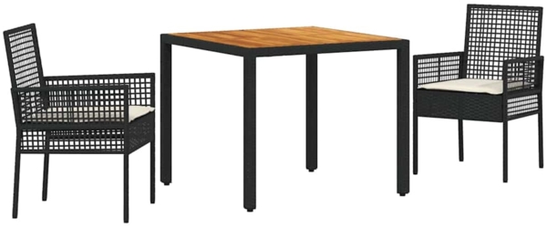 vidaXL Garten Essgruppe 3 pcs Schwarz Poly-Rattan 3334901