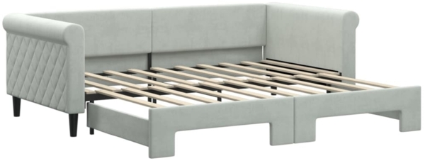 vidaXL Tagesbett Ausziehbar Hellgrau 90x190 cm Samt 3197784