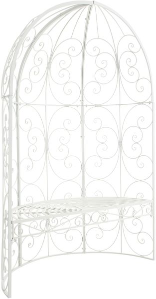 CLP 'Rosie' Halbpavillon mit Sitzbank, Eisen mit Pulverbeschichtung, 178 x 58 x 120 cm, Weiß