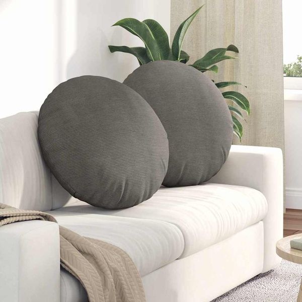 vidaXL Sitzkissen 2 pcs Hellgrau Ø60 x 21 cm Cordstoff 42014223