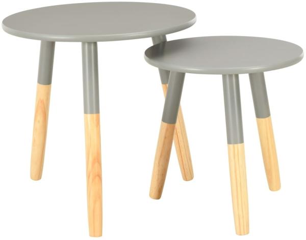 vidaXL Beistelltische 2 Stk. Grau Kiefer Massivholz 285217