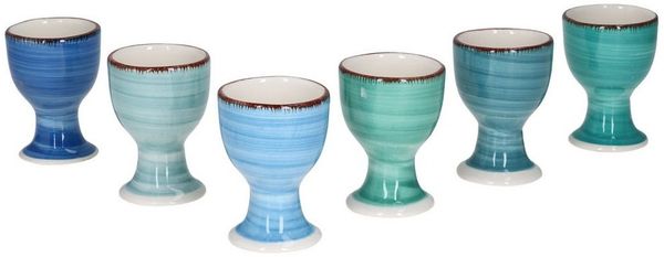MamboCat Eierbecher Blue Baita 6er Set Eierbecher blaue Eierhalter Eierständer Steingut