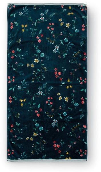 PiP Studio Gästehandtuch Les Fleurs Gästehandtuch dark blue 30x50cm (1 Stück), Baumwolle (217829)