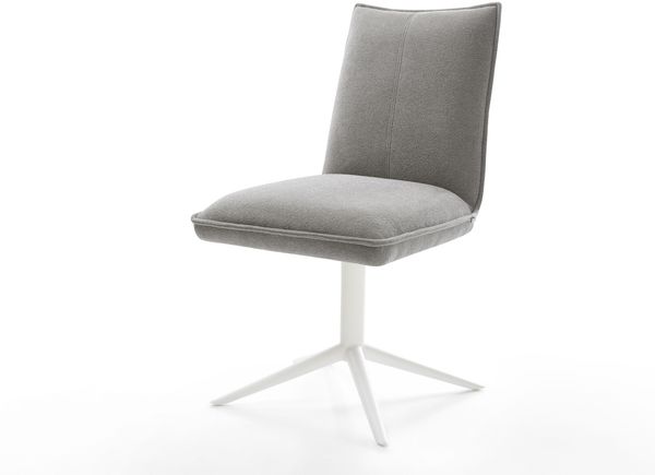 Drehstuhl Lelio-Flex Strukturstoff Soft Grau Fußkreuz Weiß 360° drehbar Wippfunktion Taschenfederkern