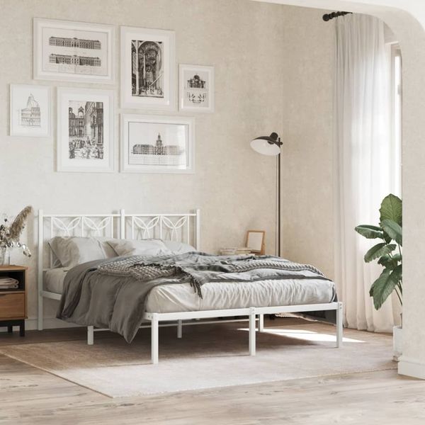 vidaXL Bettgestell mit Kopfteil Metall Weiß 140x200 cm 376178