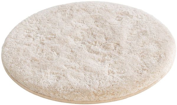 Grund Badematte Melos, Badvorleger, Badezimmer Teppich, sehr weich, Höhe 27 mm, rutschhemmend beschichtet, fußbodenheizungsgeeignet, Kunstfaser, rund, melierte Optik, sehr weicher Flor, Melange-Effekt, Made in Europe