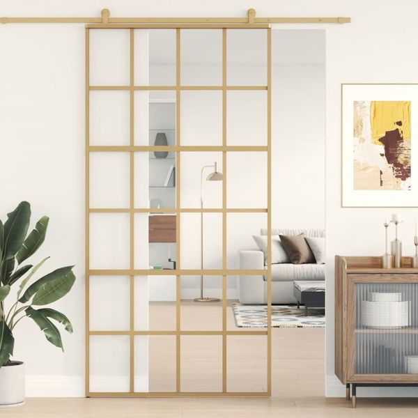 vidaXL Schiebetür Golden 102,5x205 cm ESG-Klarglas und Aluminium 155174