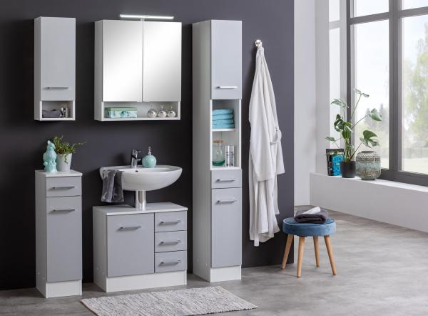 Hochschrank >Riga< in Hellgrau-Matt - 25x190x35cm (BxHxT) Bild 8