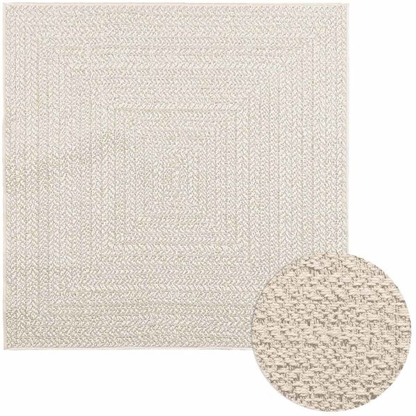 vidaXL Teppich ZIZUR Creme 120x120 cm Jute-Optik Indoor und Outdoor 4010363