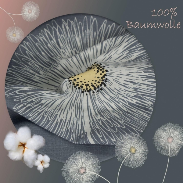 Bettwäsche 135x200 Baumwolle 4tlg Grau Rosa Blumen Wendebettwäsche Bild 3