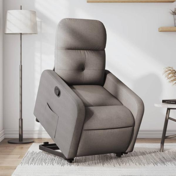 vidaXL Relaxsessel mit Aufstehhilfe Taupe Stoff 3206802