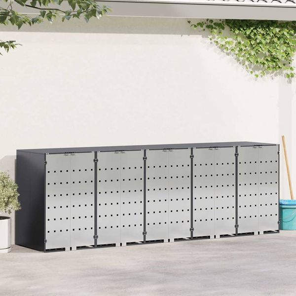 vidaXL Wagenmüllbehälter für 5 Behälter Stahl Anthrazit 3394781