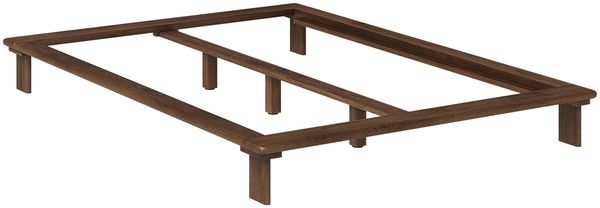skølm 'Skald' Futonbett 140x200 cm, Bettgestell aus Eiche Massivholz, Walnuss Optik, Massivholzbett 25 cm hoch, geeignet als Doppelbett Bild 2