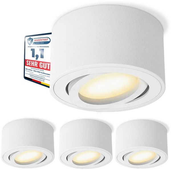 SSC-LUXon LED Aufbaustrahler CELI-1WM LED Aufbauspot weiß 6W dimmbar warm neutral kalt Spot, Neutralweiß, Warmweiß, Tageslichtweiß