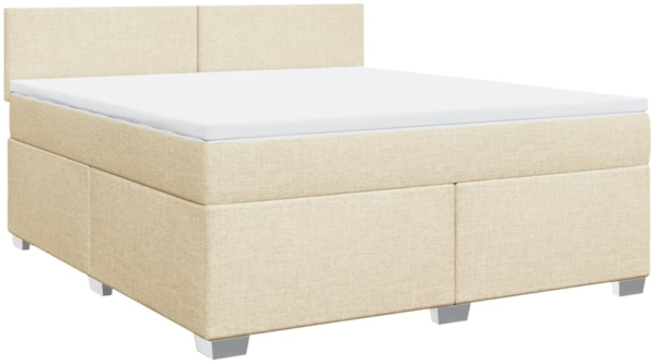 vidaXL Boxspringbett mit Matratze Creme 180x200 cm Stoff 3285965