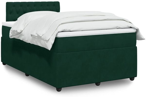 vidaXL Boxspringbett mit Matratze Dunkelgrün 120x200 cm Samt 3290019