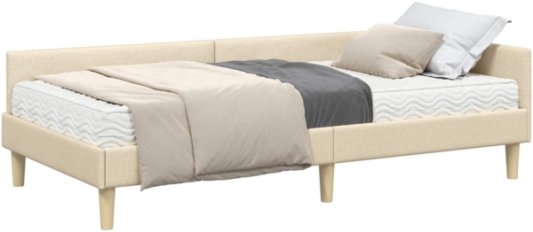 vidaXL Eckbettgestell mit Matratze mit Matratze 2 pcs Creme Stoff 3393659