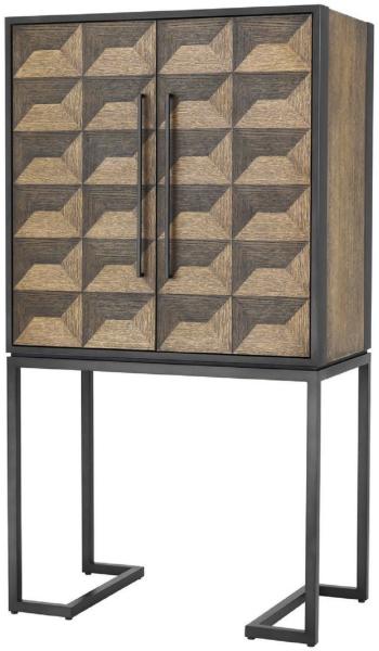 Casa Padrino Luxus Weinschrank mit 2 Türen Braun / Dunkelbraun / Schwarz 95 x 58 x H. 168,5 cm - Barmöbel - Luxus Qualität