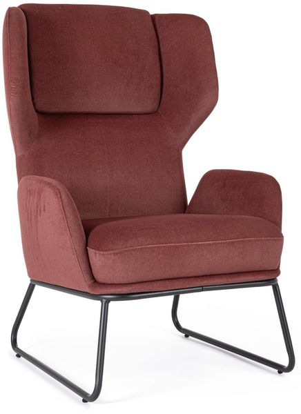 Sessel Ophelia aus Stoff, klassischer Stil, Rostrot, komfortabel gepolstert, Metallgestell