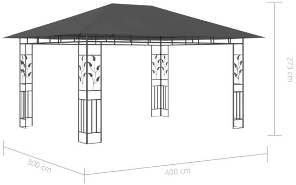 vidaXL Pavillon mit Moskitonetz & LED-Lichterkette 4x3x2,73m Anthrazit 3070317 Bild 8