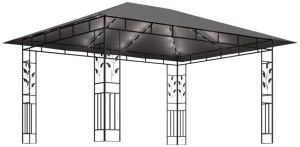vidaXL Pavillon mit Moskitonetz & LED-Lichterkette 4x3x2,73m Anthrazit 3070317 Bild 3