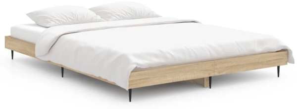 vidaXL Bettgestell Sonoma-Eiche 135x190 cm Holzwerkstoff 832288