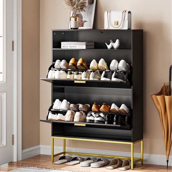 ToteBox Schuhschrank Freistehender Schuhkipper mit 2 Schublade für Flur, Eingangsbereic (set)