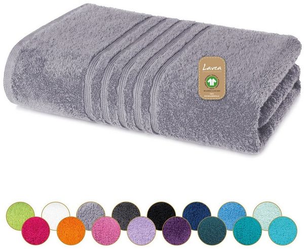 Lavea Saunatuch Bali Saunahandtuch 80x200 cm Saunahandtuch XXL 80x220 cm, Weiches Bio-Baumwollfrottee (1-St), pflegeleicht, GOTS-zertifiziert, extra saugstark mit 500g/m²