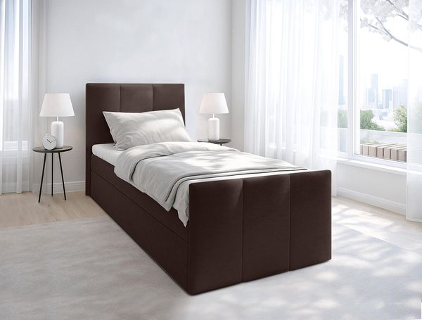 AX LIVING Levente Boxbett mit Bettkasten 120x200 Boxspringbett Braun