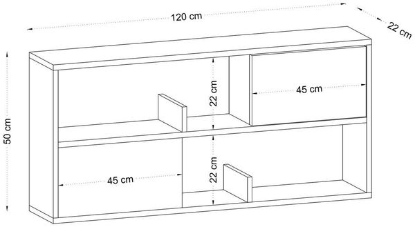 Calicosy Hängeregal mit 2 Türen und 2 offenen Fächern Holzdekor Eiche B120 cm – LYA - Helles Holz Bild 5