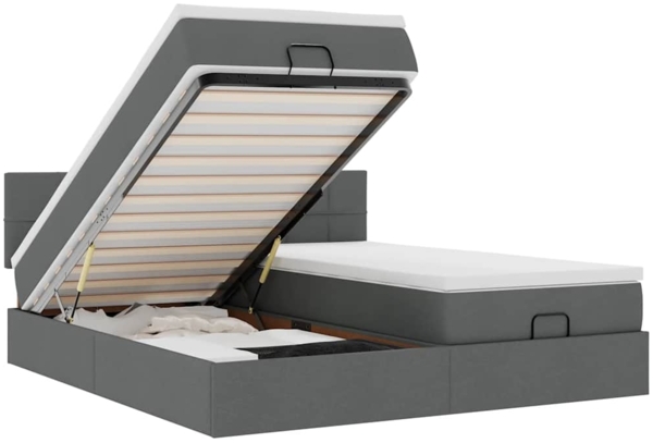 vidaXL Ottoman-Bett mit Matratzen Dunkelgrau 160x200 cm Stoff 3311988