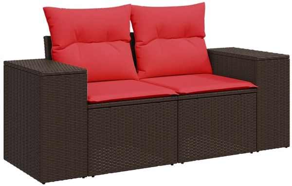 vidaXL 4-teiliges Gartensofa-Set mit Kissen, braun, Polyrattan 3222473 Bild 3