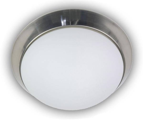 LED-Deckenleuchte rund, Opalglas matt, Dekorring Nickel matt, Ø 30cm