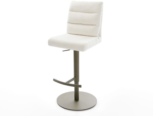 Barstuhl Pela-Flex Bouclé Soft Beige Drehfuß höhenverstellbar Metall Titanfarben