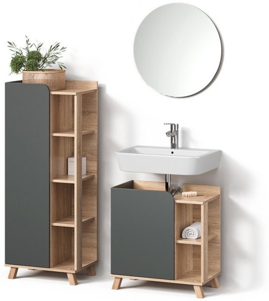 Livinity® Badmöbel-Set Marano, Anthrazit/Sonoma, 3 Teile