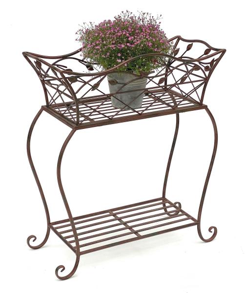 DanDiBo Blumenständer mit Korb Blumenkasten Braun 66 cm 93980 S Pflanzenkasten Modern Pflanzenständer Pflanzenregal