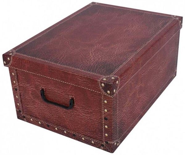 Kreher Aufbewahrungsbox Aufbewahrungsbox, Dekokarton - Motiv: Leder Rot