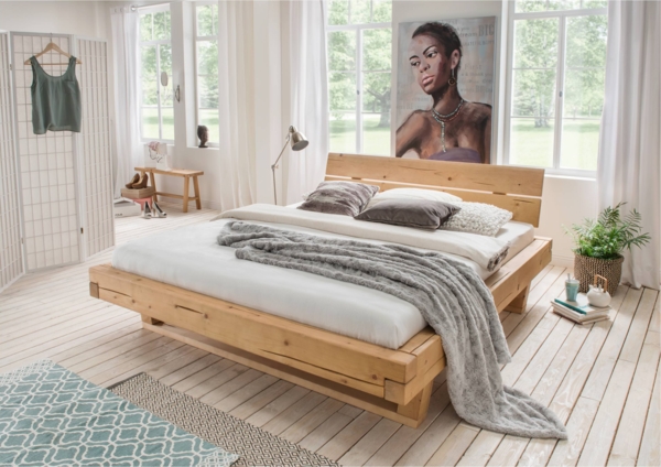 Balkenbett UNIKA Massivholzbett Fichte geölt 140 x 200 cm