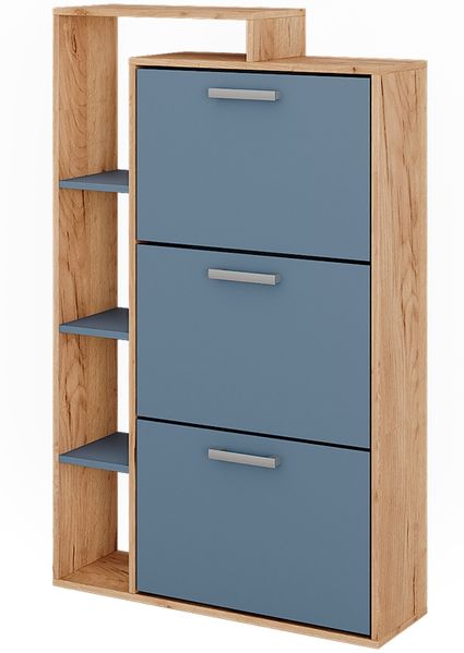 Schuhkipper Orlando Goldkraft Eiche/Blau 80 x 128.3 cm mit 3 Fächern Vicco