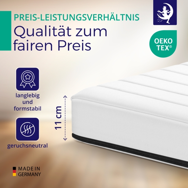 Kaltschaum Matratze mit Härtegrad H3 - 160x200cm - Bequeme Matratze für alle Betten - Atmungsaktiv & waschbarer Bezug Bild 2