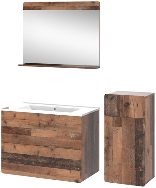 Badmöbel-Set Izan Oldstyle 4 Teile mit Midischrank Vicco