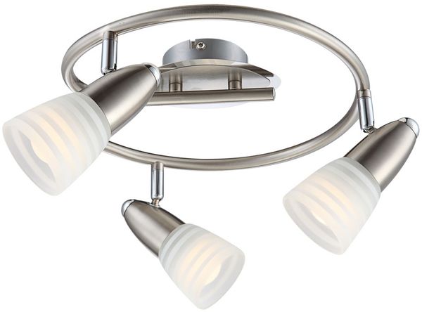 LED Deckenleuchte, Metall, nickel-matt, Chrom, Glas, Opal